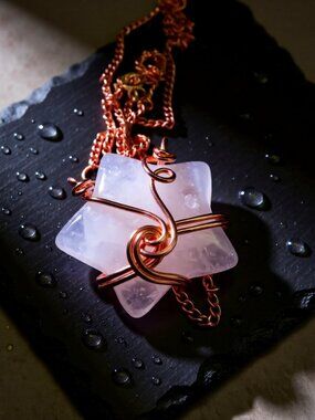 Handmade! White Quartz Star Necklace ~ Copper Wire Wrap ~ Femme Goddess Jewelry